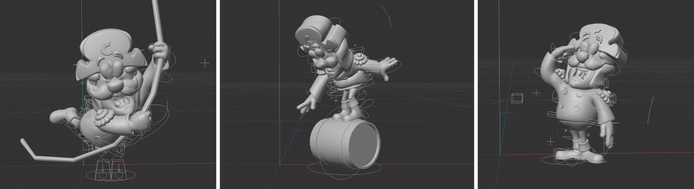 Cap'n Crunch 3D character poses