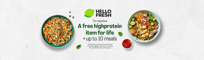 HelloFresh — A free highprotein item for life + up to 10 meals